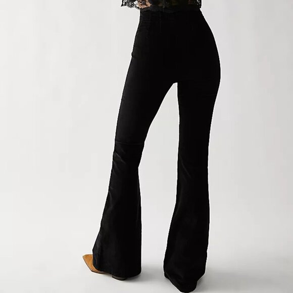 Free People Jayde Corduroy Black Flare Pants - Picture 2 of 8